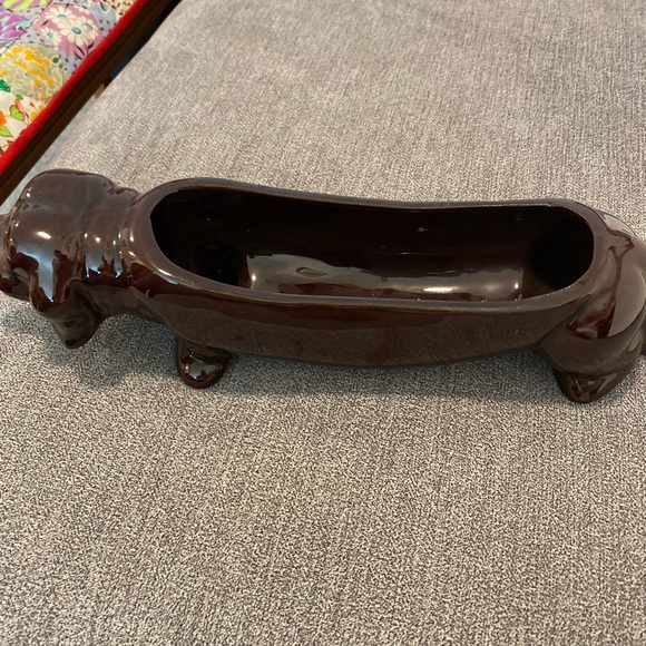Vintage Dachshund Dog Holder For Crackers Trinkets Candy Ceramic Dresser Caddy - Picture 5 of 5